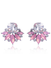 Pendiente de diamantes de imitación con estampado floral