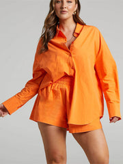 Two Piece Solid Color Shirt Tops & Shorts