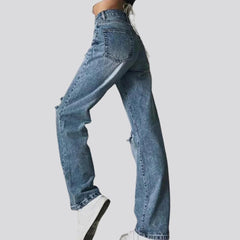 Vaqueros grunge con bigotes para mujer