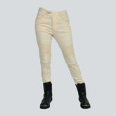 White women's biker denim pants
