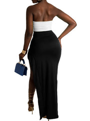 Two Piece Crop Top High Slit Midi Skirt Set