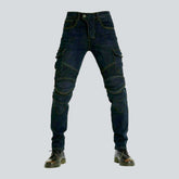 Winter dark men's biker jeans
