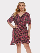 V Neck Print Lace Dress