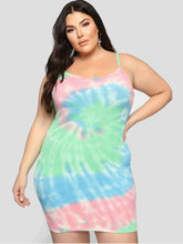 Vestido mini con tirantes y efecto tie-dye