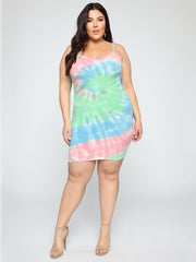 Vestido mini con tirantes y efecto tie-dye