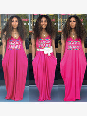 Vestidos largos casuales tipo camiseta holgada con estampado de letras