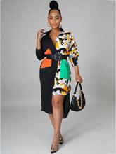 Vestidos camiseros de patchwork con estampado de leopardo irregular de gran tamaño