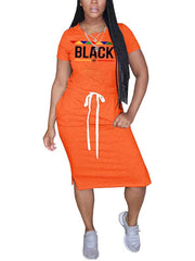 Vestido largo tipo camiseta con estampado de letras sueltas para club