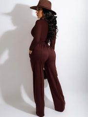 Long Sleeve Square Neck Top & Wide Leg Pants
