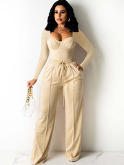 Long Sleeve Square Neck Top & Wide Leg Pants