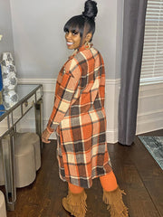 Karierte Button-Down-Langhemdjacke