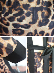 Two Piece Leopard Print Open Cardigan+Pants Sets