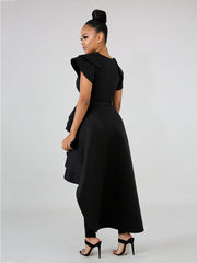 Vestidos peplum ajustados con mangas con volantes altos y bajos