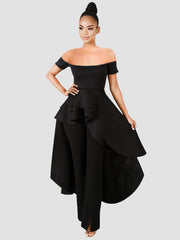 Vestidos peplum ajustados asimétricos con hombros descubiertos