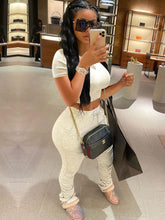 Zweiteiliges, einfarbiges Kurzarmoberteil + lange Hose