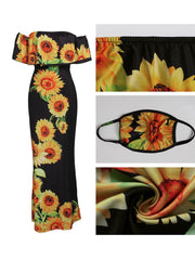 Vestidos largos con estampado floral, volantes y colores degradados con hombros descubiertos