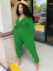 Two Piece V Neck Knot Crop Tops & Pants