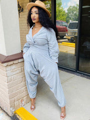 Two Piece V Neck Knot Crop Tops & Pants