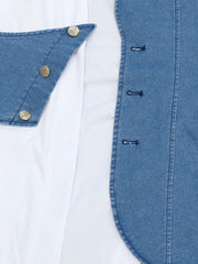 Minivestidos vaqueros con botones y cuello en V de patchwork