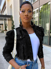 Abrigos vaqueros vintage con botones recortados y desgastados