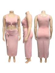 Plus Size Two Piece Tank Top Maxi Skirts Sets