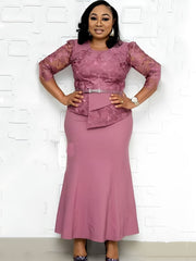 Vestidos largos de retazos de encaje de malla asimétricos de talla grande