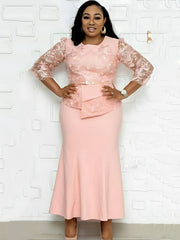 Vestidos largos de retazos de encaje de malla asimétricos de talla grande