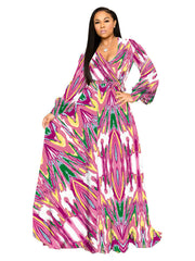 Vestidos maxi de manga larga con estampado floral