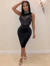 Strass Neckholder Rückenfreies Bodycon Minikleid