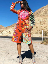 Langärmlige Graffiti-Button-Down-Mäntel