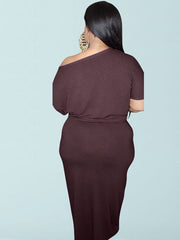 Conjunto de dos piezas de top con nudo torcido y falda con bolsillo, talla grande