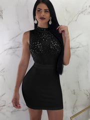 Minivestidos de malla con brillantes y diamantes de imitación