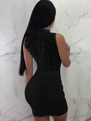 Minivestidos de malla con brillantes y diamantes de imitación