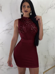 Minivestidos de malla con brillantes y diamantes de imitación