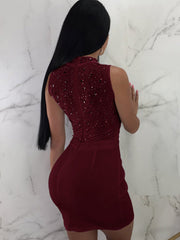 Minivestidos de malla con brillantes y diamantes de imitación