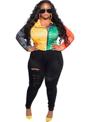 Chaquetas de moto con solapa y bloques de color y cremallera