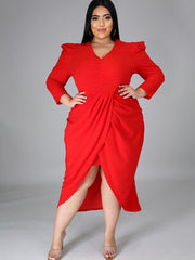 Vestido midi ajustado con mangas abullonadas