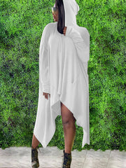Long Sleeve Oversized Asymmetrical Hoodies Dress