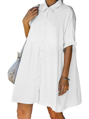 Vestidos camiseros midi con botones y mangas cortas