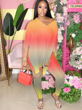 Conjuntos de dos piezas de top con abertura y pantalón ajustado de talla grande con teñido anudado