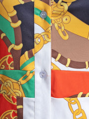 Minivestido camisero con estampado de solapa y mangas largas