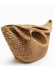 Bolso bandolera de paja color caqui