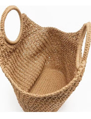 Bolso bandolera de paja color caqui