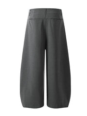 Men's High Waist Pleated Curved Pants