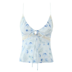 Lila Lace-Trimmed Floral Camisole