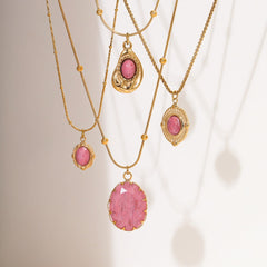 Rhodochrosite 18K Gold Necklace
