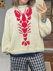 Lustiger Hummer-Pullover mit Rundhalsausschnitt