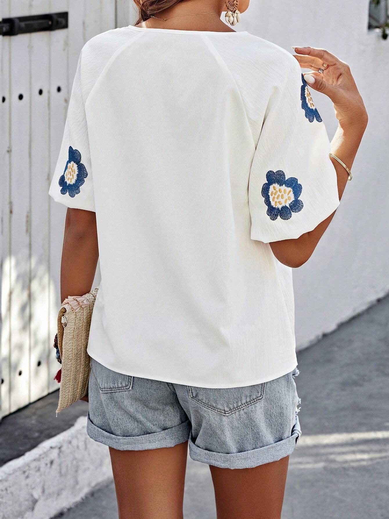 Zenya Embroidered Boho Blouse