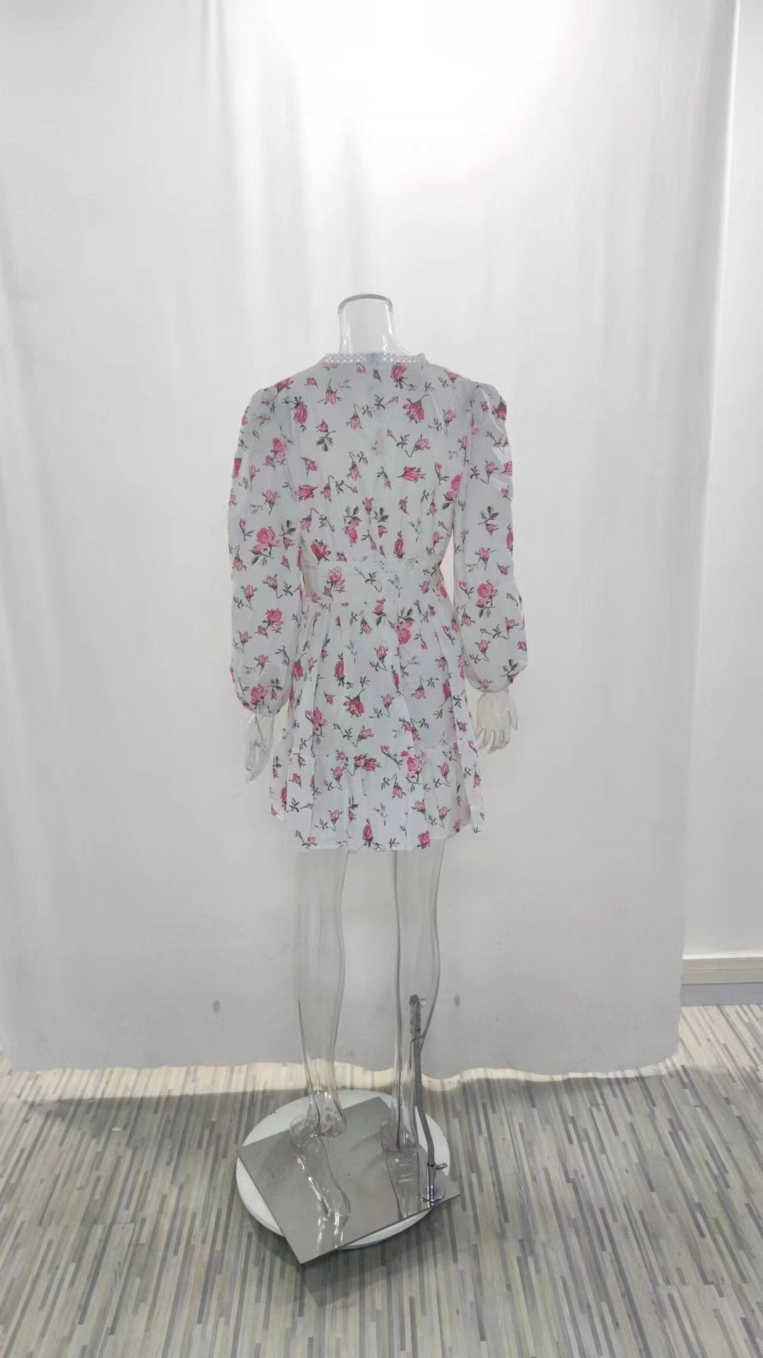 Rosalie â€?Vintage Rose Puff Sleeve Mini Dress