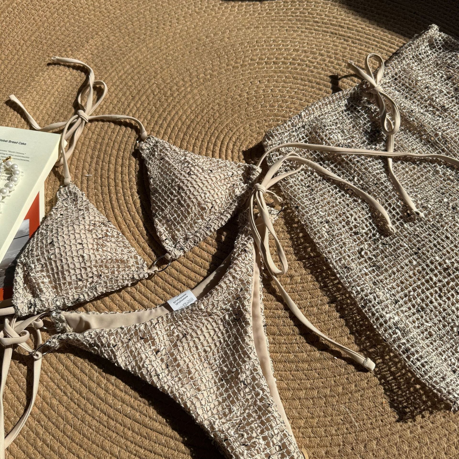 Luna Blush Shimmer Tie-Front Bikini Set